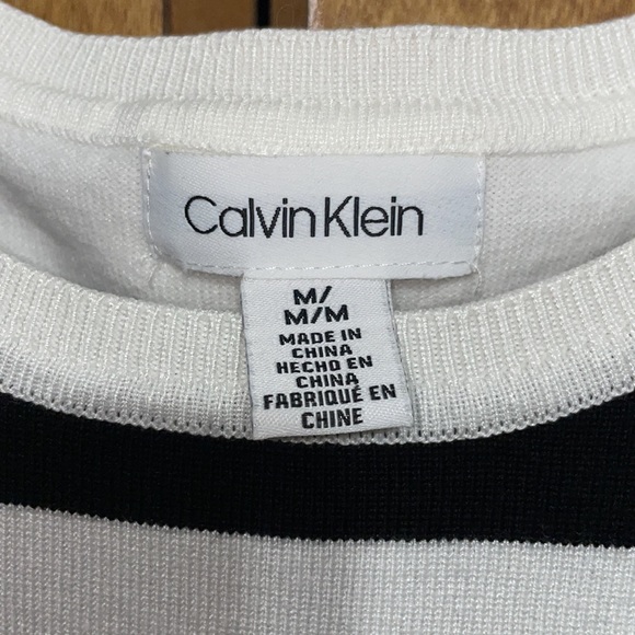 Calvin Klein Women’s Black & White Striped Long Sleeve Sweater - Picture 2 of 4